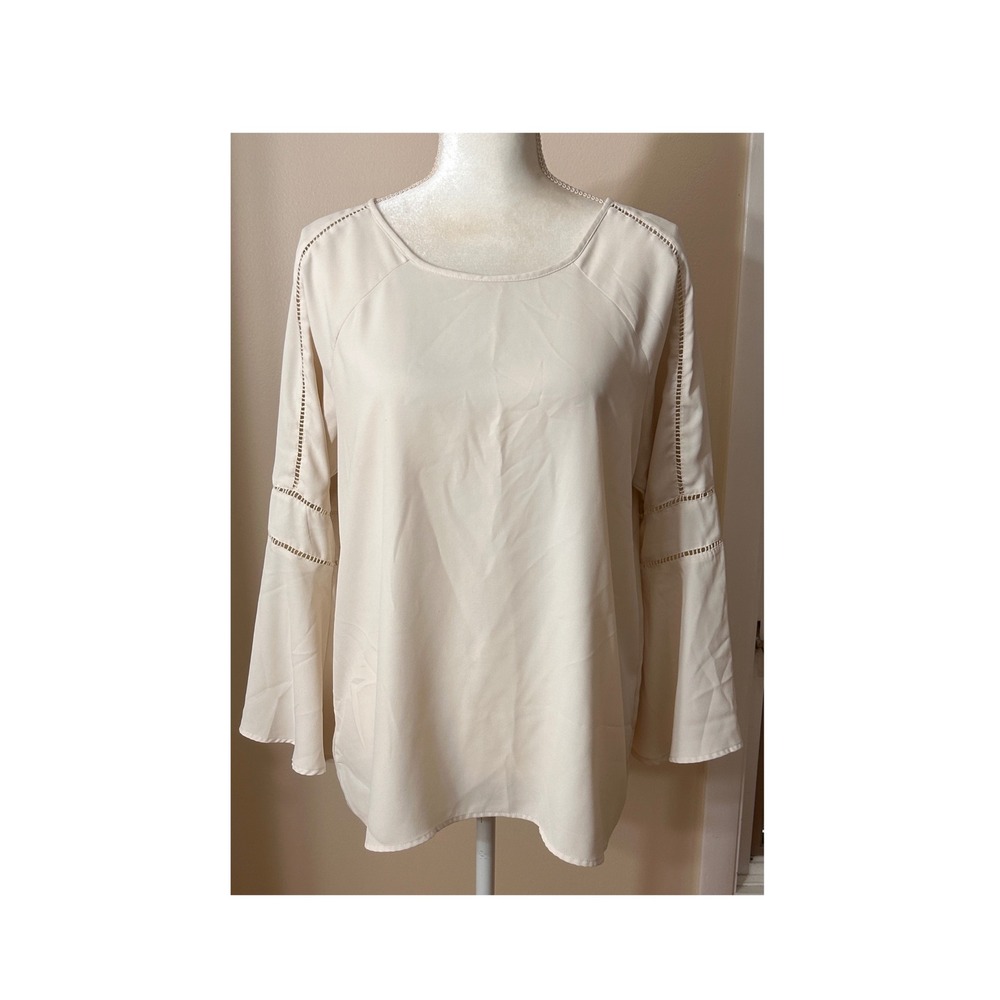 Loft Bell Sleeve Blouse Polyester Small Cream Excellent Bohemian Fairy whimsy